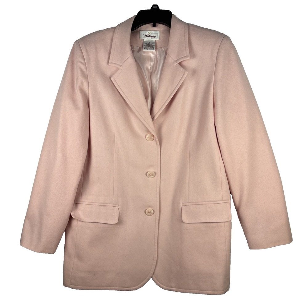 Vtg Worthington Pink Womens Wool Fitted Lined Button Blazer‎ Jacket 12